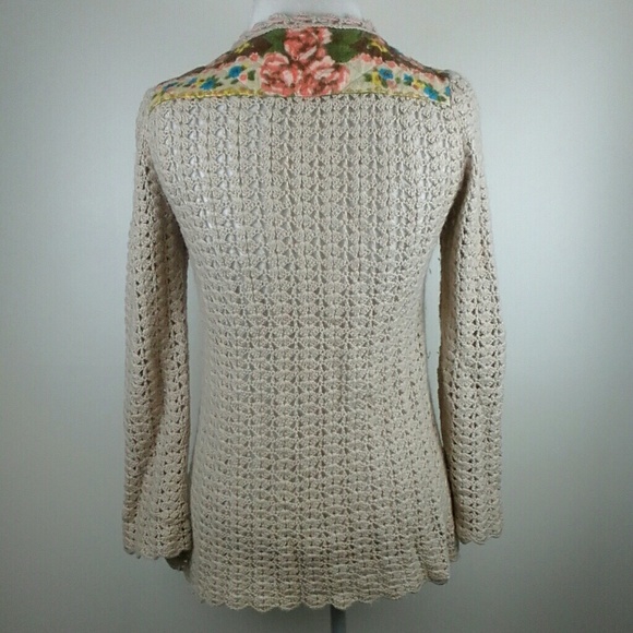 Free People Boho Crochet Sweater Size Small - Picture 4 of 6